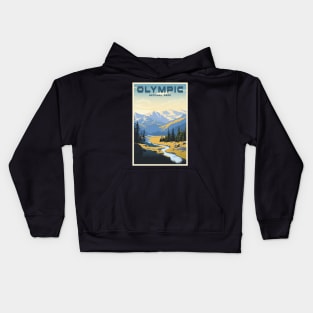 Olympic National Park Travel Poster Kids Hoodie